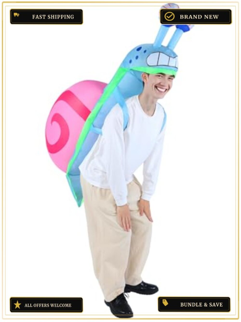 Inflatable Snail Costume Adult Blow Up Halloween Cosplay Polyester